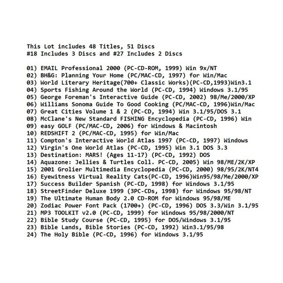 200 MISC CD-ROM LOT1-4 - PC Software Lot CLEARANCE -NEW or LIKE NEW in Sleeve - Picture 11 of 14